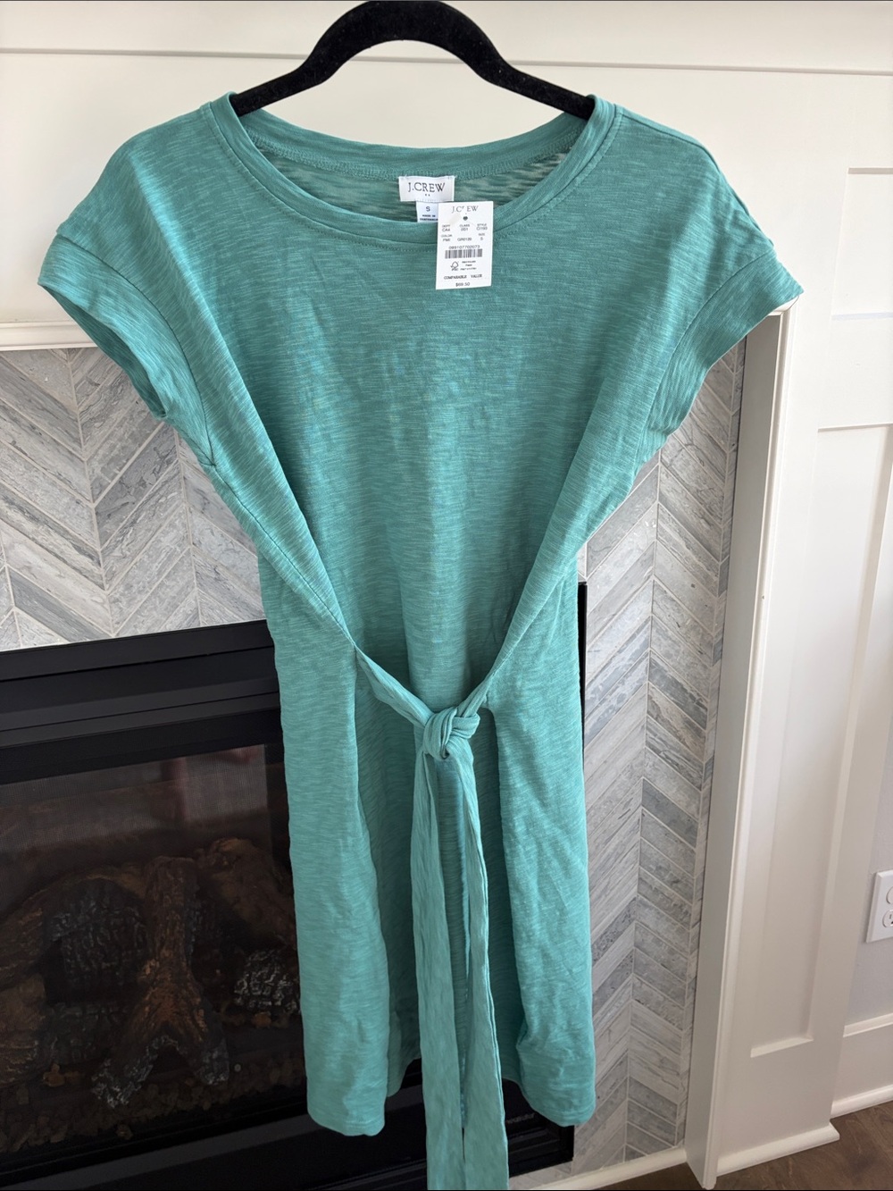 J. Crew Factory | Green Tie Waist T-Shirt Dress Size S NWT